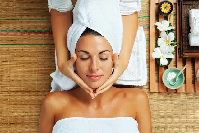 A girl taking spa services